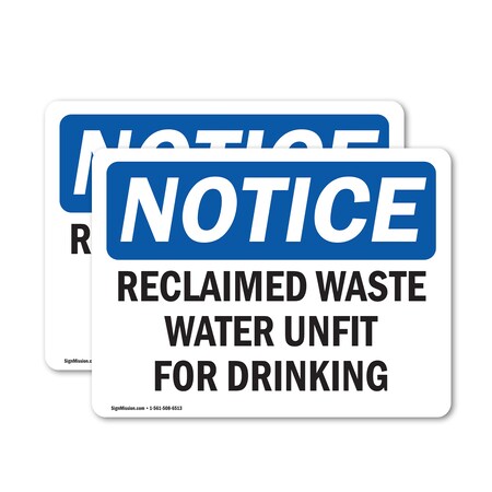 Signmission Reclaimed Waste Water Unfit For Drinking, 10 in W x Rectangle, Vinyl Decal OS-2PACK-NS-D-710-L-17992